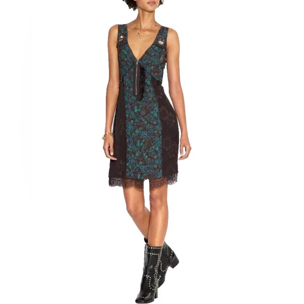 Coach X Viper Room Retro Floral Slip Dress Sz 0 Women $595 NWT Sleeveless V-Neck